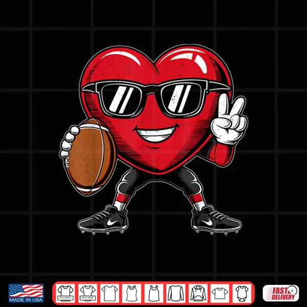 Valentine'S Day Heart Playing Football Boys Girls Kids Shirt 4 Design ValentineS Day Heart Playing Football Boys Girls Kids Shirt