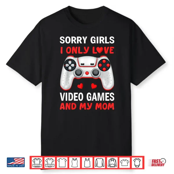 Valentines Day Boys Kids Son Video Games Funny Gamer Hearts Shirt