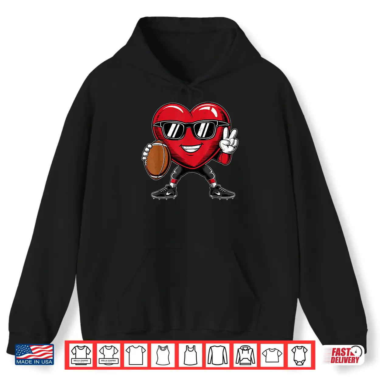 Valentine’S Day Heart Playing Football Boys Girls Kids Shirt Valentine’S Day Heart Playing Football Boys Girls Kids Shirt