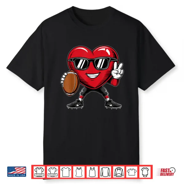 Valentine’S Day Heart Playing Football Boys Girls Kids Shirt