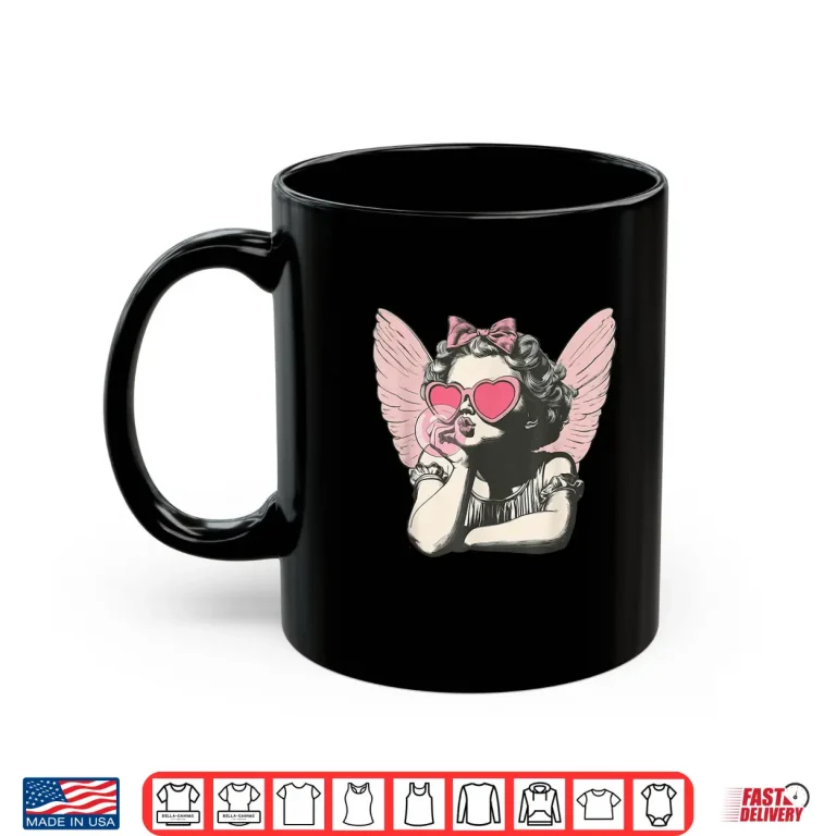 Mug Retro Cupid Valentine Day Cute Vintage Cupid Blowing Bubble Shirt