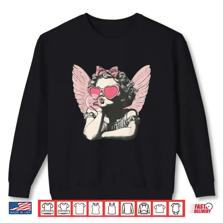 Sweatshirt Retro Cupid Valentine Day Cute Vintage Cupid Blowing Bubble Shirt