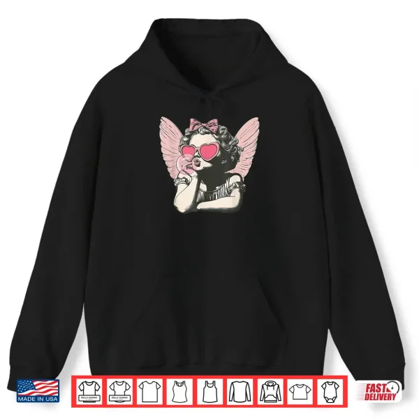 Hoodie Retro Cupid Valentine Day Cute Vintage Cupid Blowing Bubble Shirt