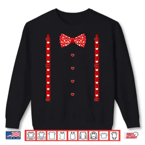 Sweatshirt Red Hearts Bow Tie Suspenders Valentines Day Costume Shirt
