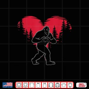 Design Funny Bigfoot In Love Heart Happy ValentineS Day Shirt