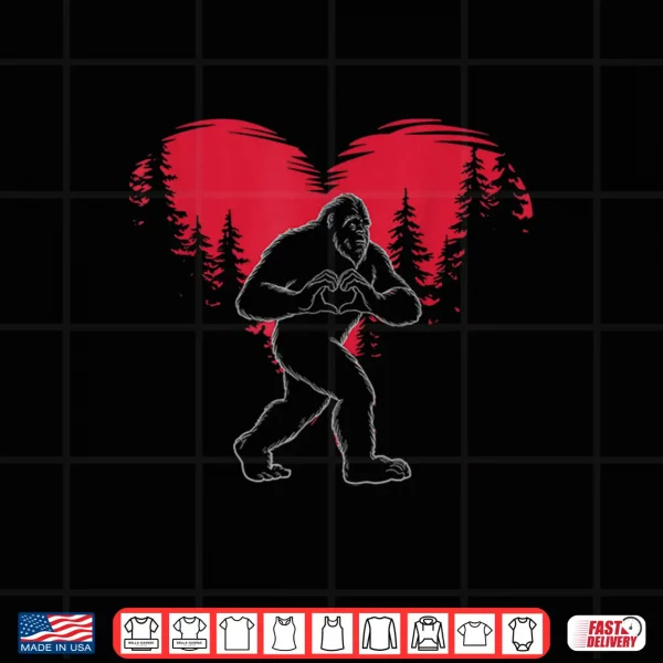 Design Funny Bigfoot In Love Heart Happy ValentineS Day Shirt