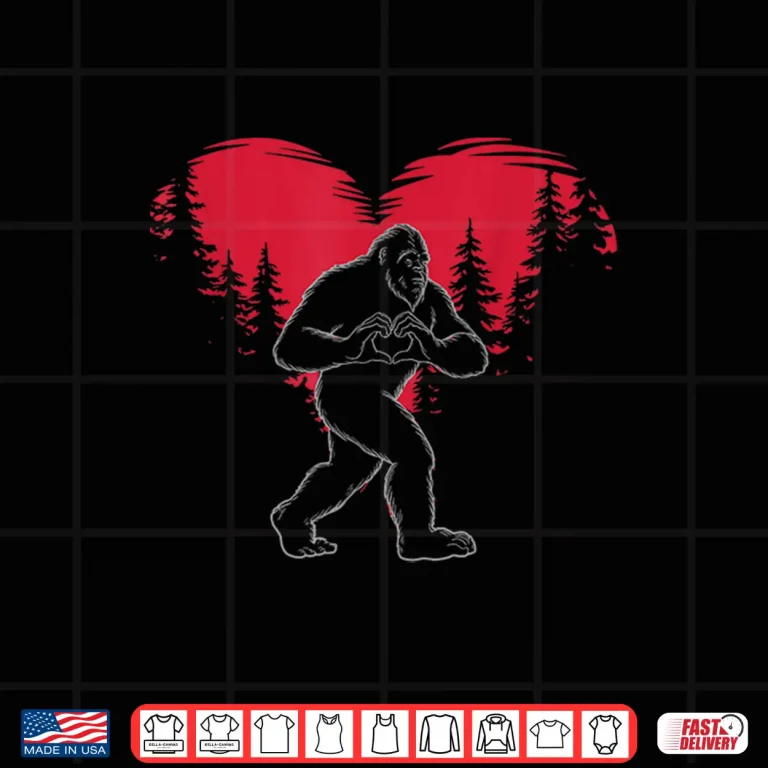 Design Funny Bigfoot In Love Heart Happy ValentineS Day Shirt