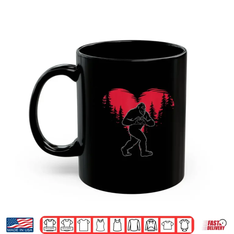 Mug Funny Bigfoot In Love Heart Happy ValentineS Day Shirt