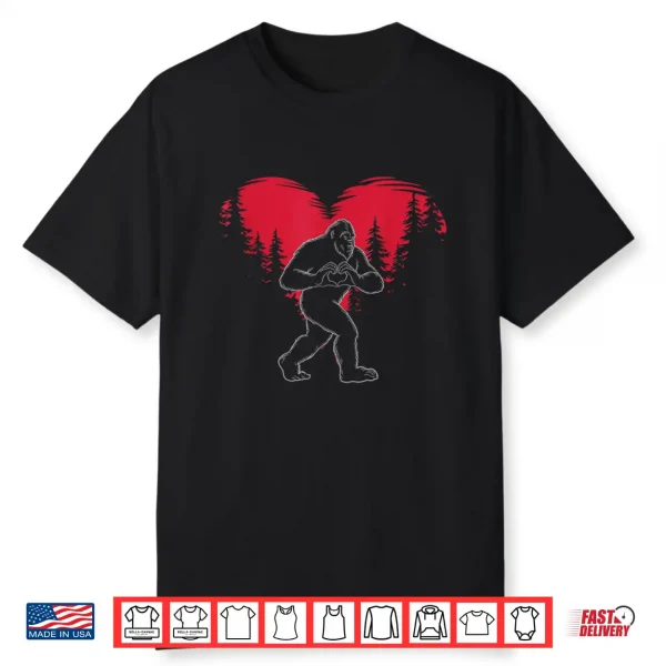 Funny Bigfoot In Love Heart Happy Valentine’S Day Shirt