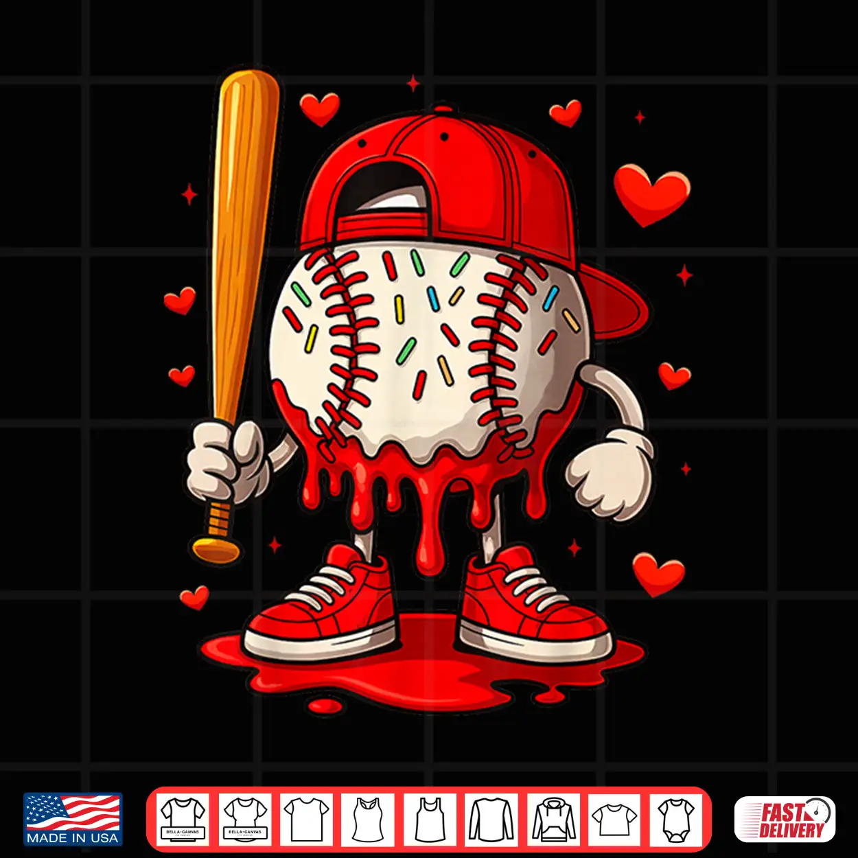 Baseball Drip Ice Cream Apparel Boys Kids Valentines Day Shirt Baseball Drip Ice Cream Apparel Boys Kids Valentines Day Shirt