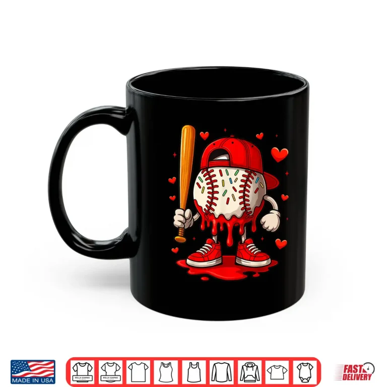 Mug Baseball Drip Ice Cream Apparel Boys Kids Valentines Day Shirt