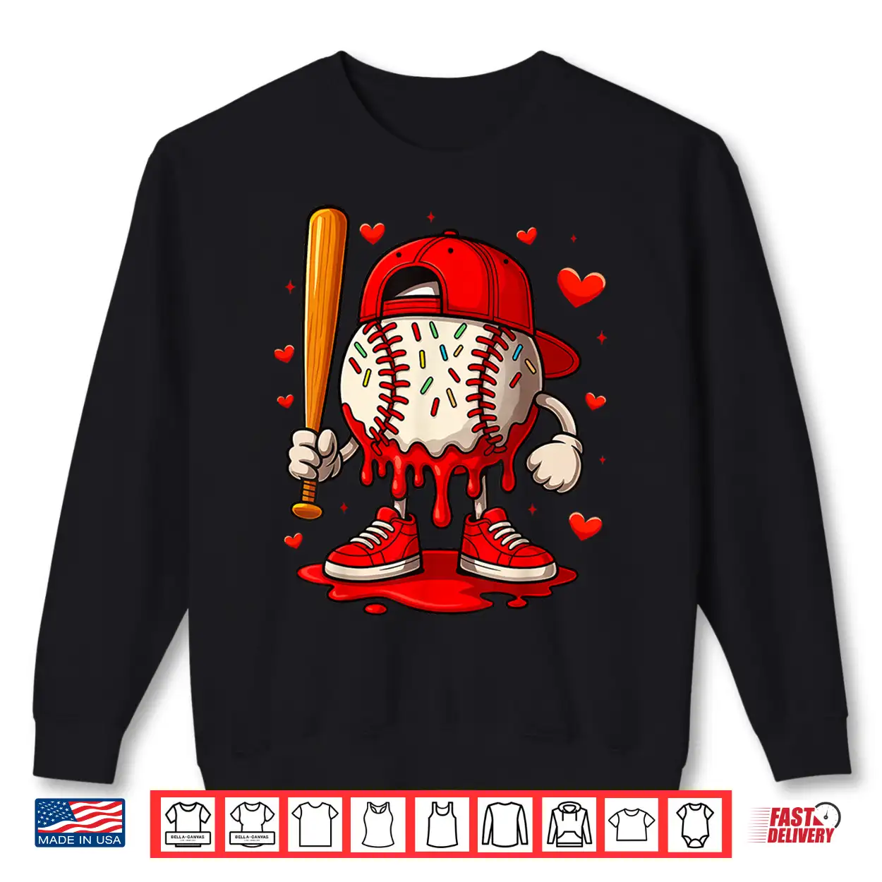 Baseball Drip Ice Cream Apparel Boys Kids Valentines Day Shirt Baseball Drip Ice Cream Apparel Boys Kids Valentines Day Shirt