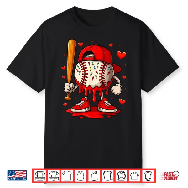 Baseball Drip Ice Cream Apparel Boys Kids Valentines Day Shirt