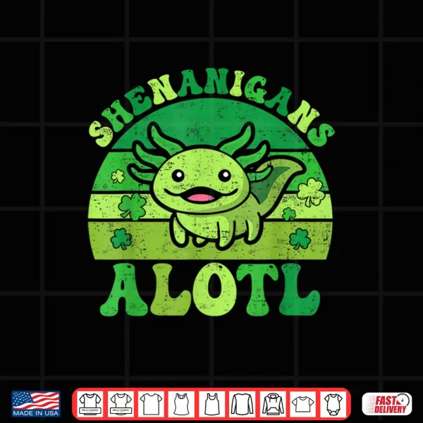 Design Axolotl St Patricks Day Alotl Shenanigans Women Girls Kids Shirt