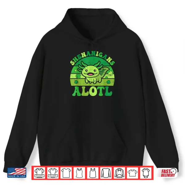 Hoodie Axolotl St Patricks Day Alotl Shenanigans Women Girls Kids Shirt