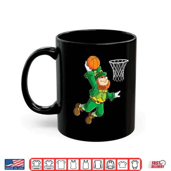 Mug Leprechaun Basketball Dunk St Patricks Day Boys Men Sports Shirt