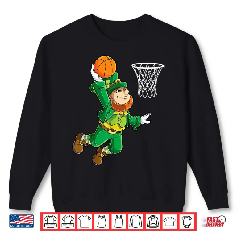 Sweatshirt Leprechaun Basketball Dunk St Patricks Day Boys Men Sports Shirt