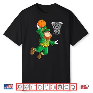 Leprechaun Basketball Dunk St Patricks Day Boys Men Sports Shirt