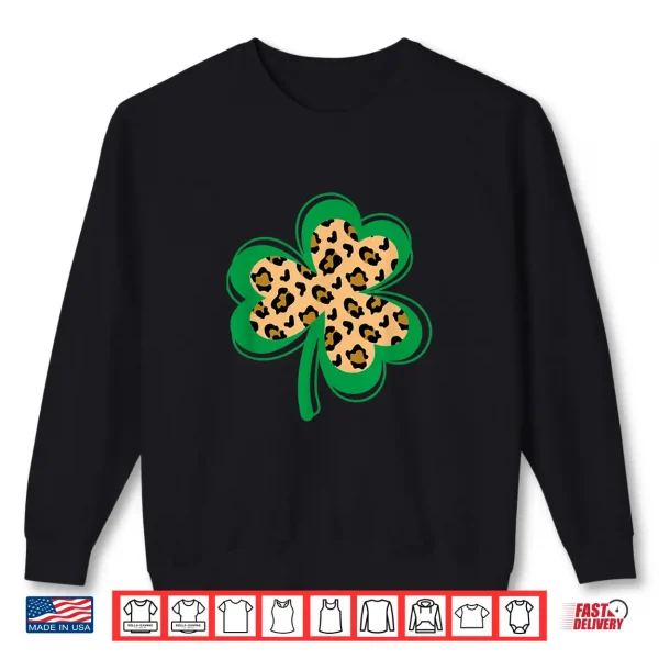 Sweatshirt Leopard Print Shamrock St PatrickS Day Shirt