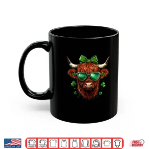 Mug Highland Cow Shamrock Coquette Bow St PatrickS Day Shirt