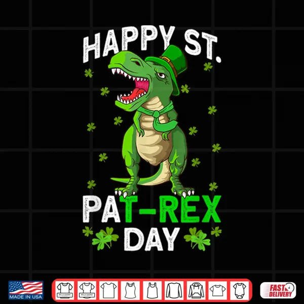 Design Happy St Pat T Rex Dinosaur Irish Leprechaun St Patricks Day Shirt
