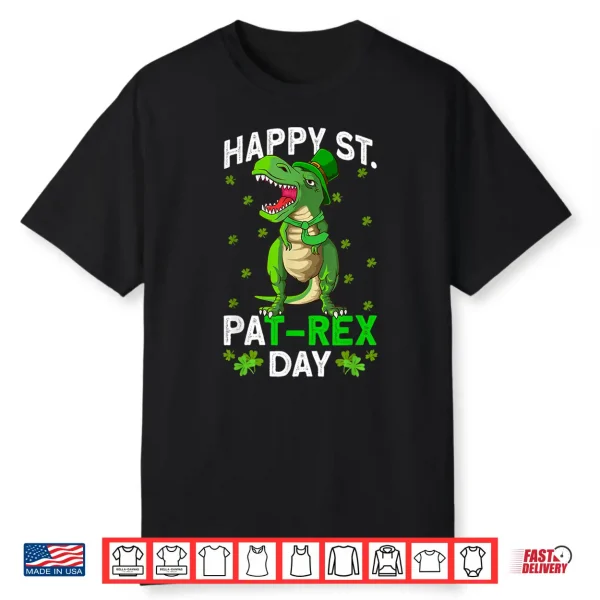 Happy St Pat T Rex Dinosaur Irish Leprechaun St Patricks Day Shirt