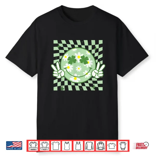 Groovy Shamrock Smile Face St Patricks Day Men Kids Funny Shirt
