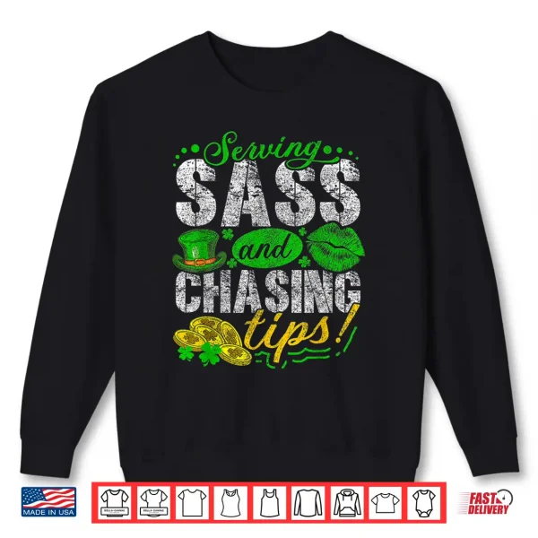 Sweatshirt Funny St Patricks Day Waitress Bartender Waiter Tips Lucky Shirt