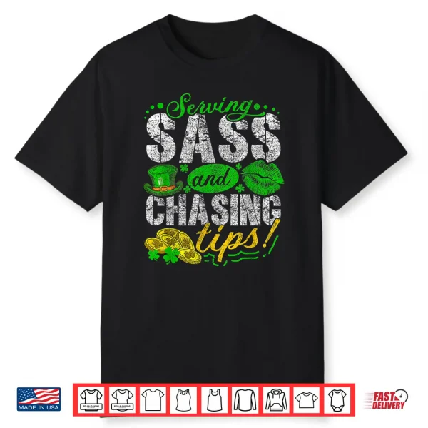 Funny St Patricks Day Waitress Bartender Waiter Tips Lucky Shirt