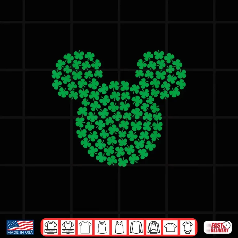 Design Disney Mickey Mouse Green Clovers St. PatrickS Day Shirt
