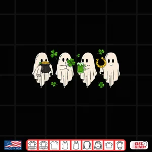 Design Cute Ghost Hold Clover Beer Spooky St PatrickS Day Shirt