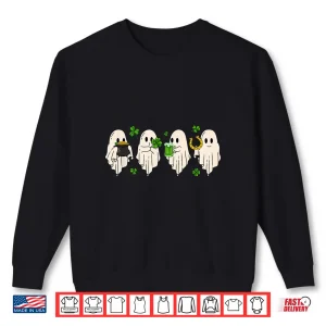Sweatshirt Cute Ghost Hold Clover Beer Spooky St PatrickS Day Shirt