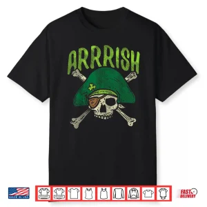 Arrish Irish Pirate Skull Leprechaun St Patricks Day Boys Shirt