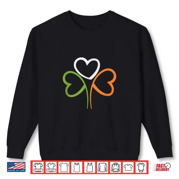 Sweatshirt 3 Hearts Shamrock Ireland Flag St PatrickS Day Men Women Shirt