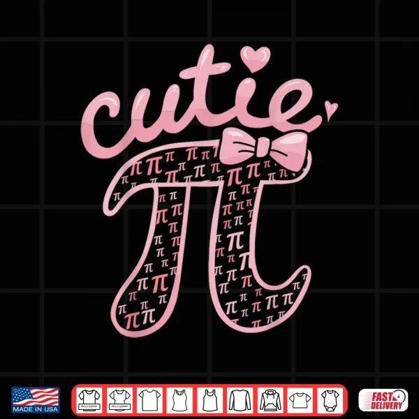 Design Cutie Pi Symbol Bow 3.14 Funny Math Lovers Women Kids Shirt