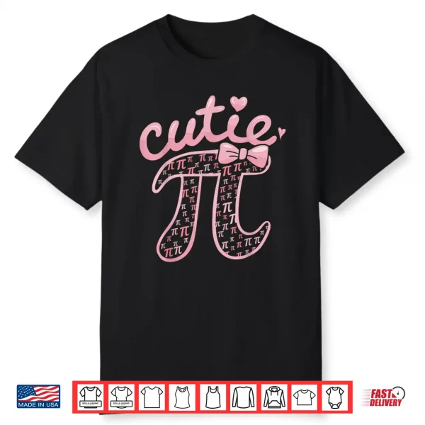 Cutie Pi Symbol Bow 3.14 Funny Math Lovers Women Kids Shirt