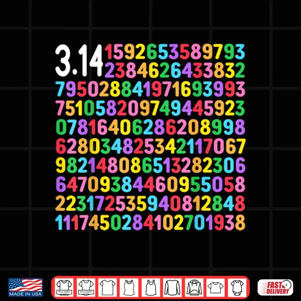 Design Cute 3.14 Pi Digits Happy Pi Day Math Teacher Women Men Kids Shirt