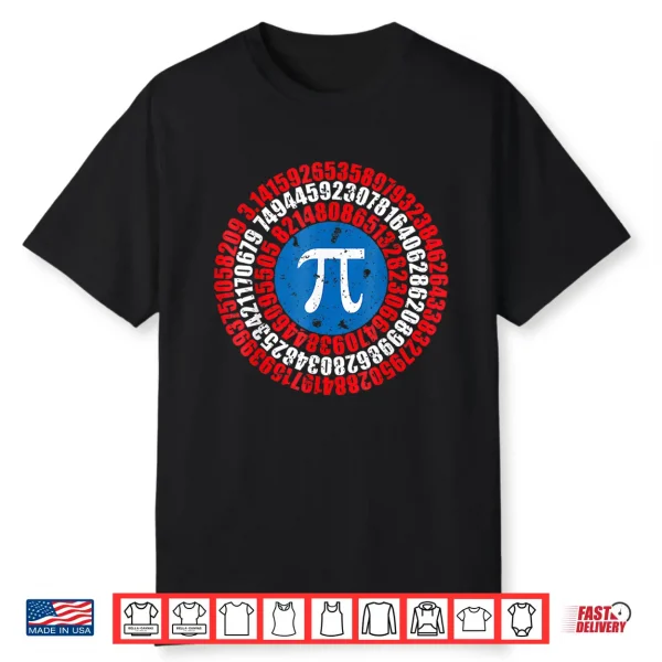 Captain Pi Superhero Shield Funny Math Pi Day Shirt