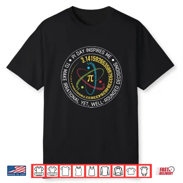 Funny Pi Day Inspires Me Vintage Spiral Pi Teacher Women Men Shirt