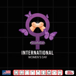 Design International WomenS Day 2026 Givetogain 8 March Butterfly Shirt