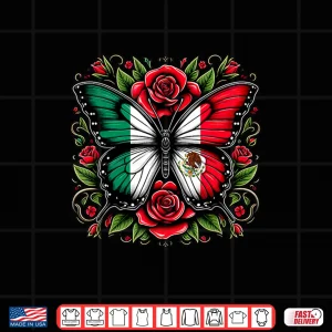 Design Mexican Independence Day Tee Mexico Butterfly Flag WomenS Shirt