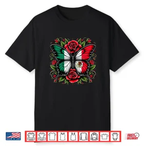 Mexican Independence Day Tee   Mexico Butterfly Flag Women’S Shirt