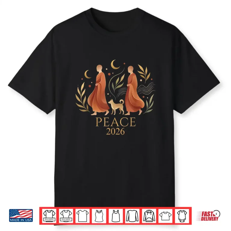 Walk Peace 2026 World Peace Monks with Aloka Dog Spiritual Shirt