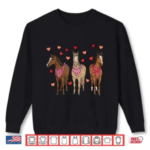 Sweatshirt Valentines Day Horses Hearts Equestrian Women Girls Kids Men Shirt