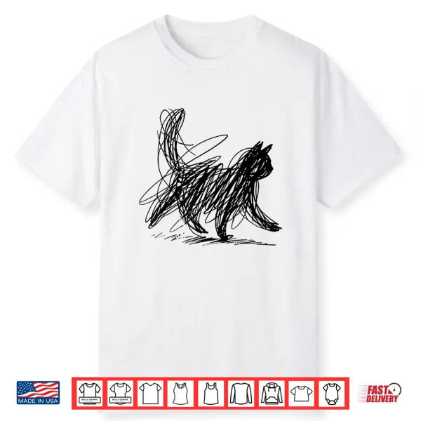Minimalist Cat Art Shirt