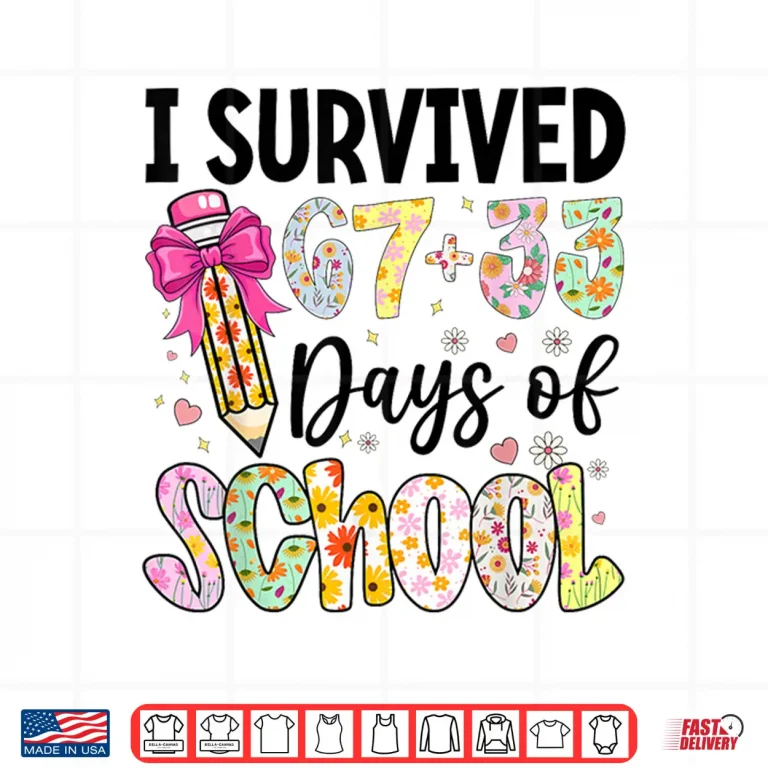 Design I Survived 6733 Day of School Teacher 100 Days of School Shirt