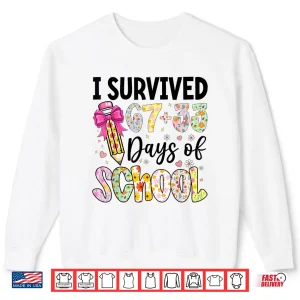 Sweatshirt I Survived 6733 Day of School Teacher 100 Days of School Shirt