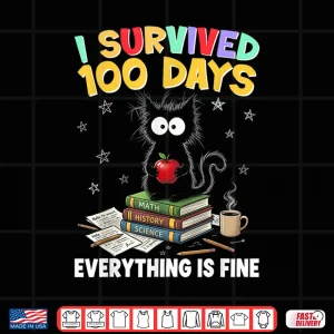 Design I Survived 100 Days of School Teacher Kids Shirt
