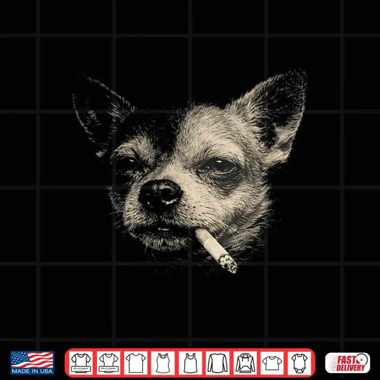 Design Funny Smoking Chihuahua Vintage Y2K Grunge Dog Graphic Tee Shirt