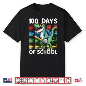 100 Days Of School Dinosaur Boys Kids 100Th Day Of School Shirt